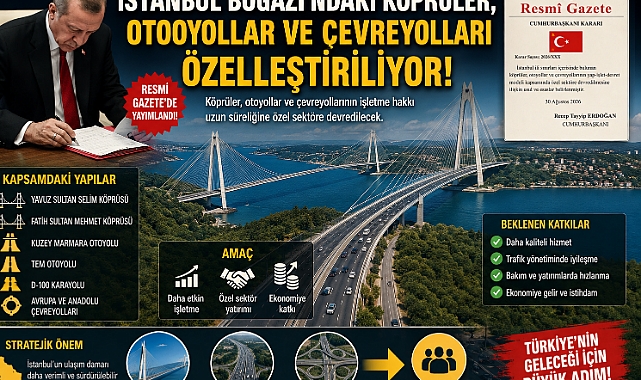 İstanbul Boğazı'ndaki köprüler, otoyollar ve çevreyolları özelleştiriliyor!